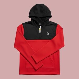 Spyder Black and Red Hooded Half-Zip Pullover